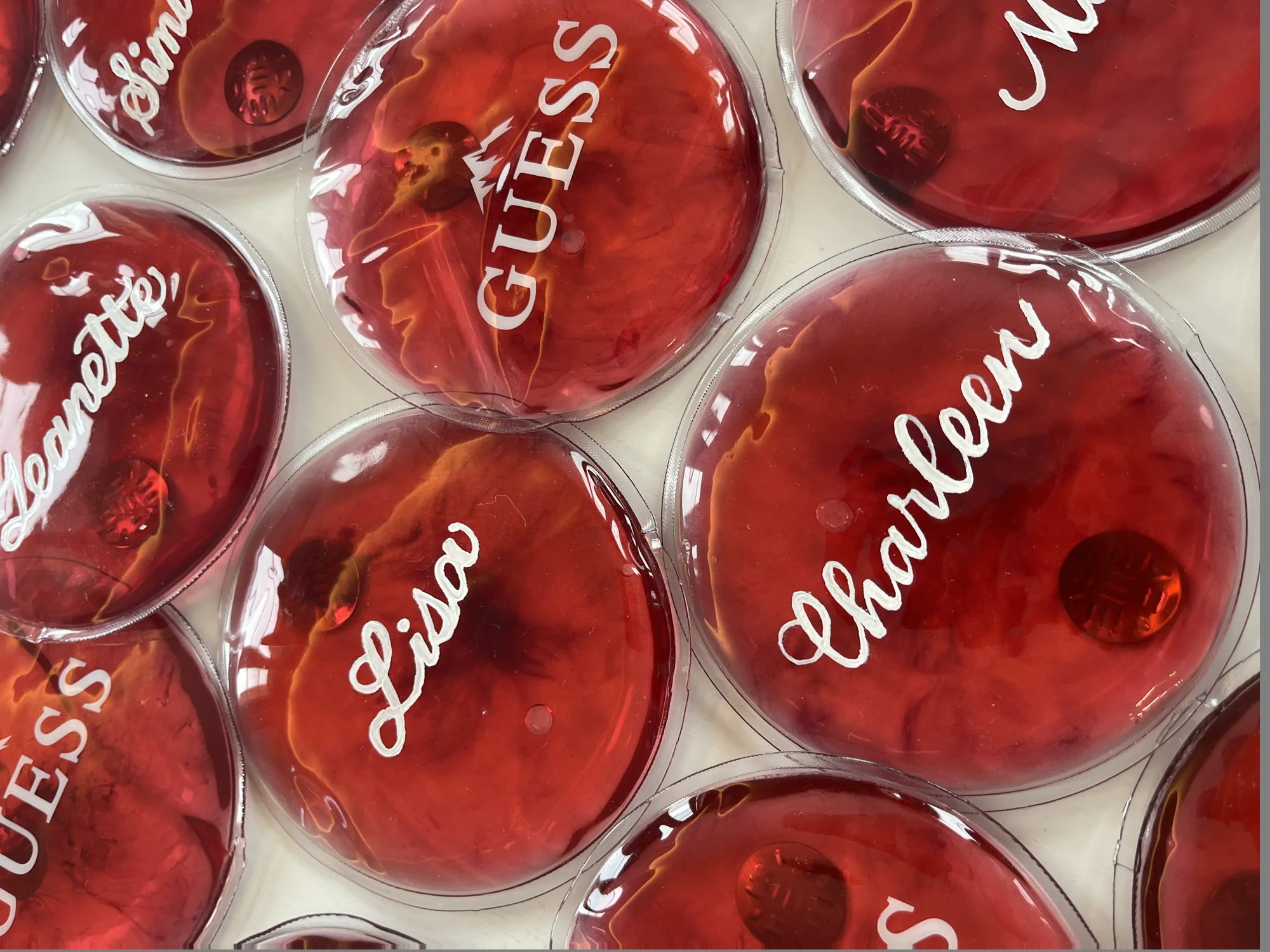 Collection of personalised red GUESS pieces
