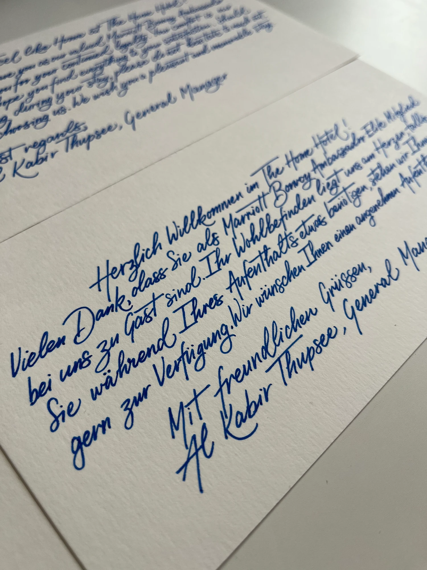 Final German welcome card for Marriott Bonvoy Ambassador members