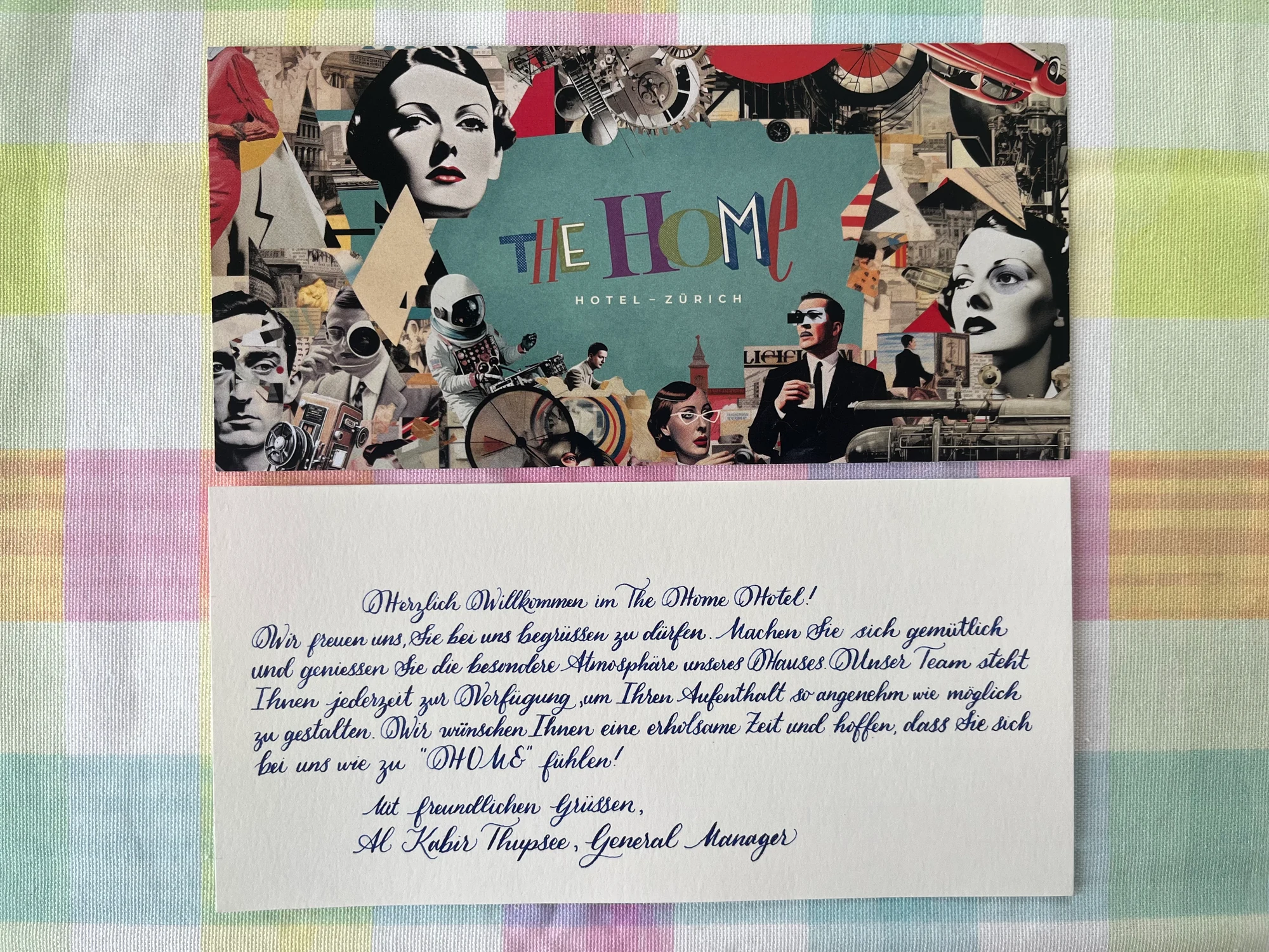 Initial calligraphy concept for The Home Hotel welcome card